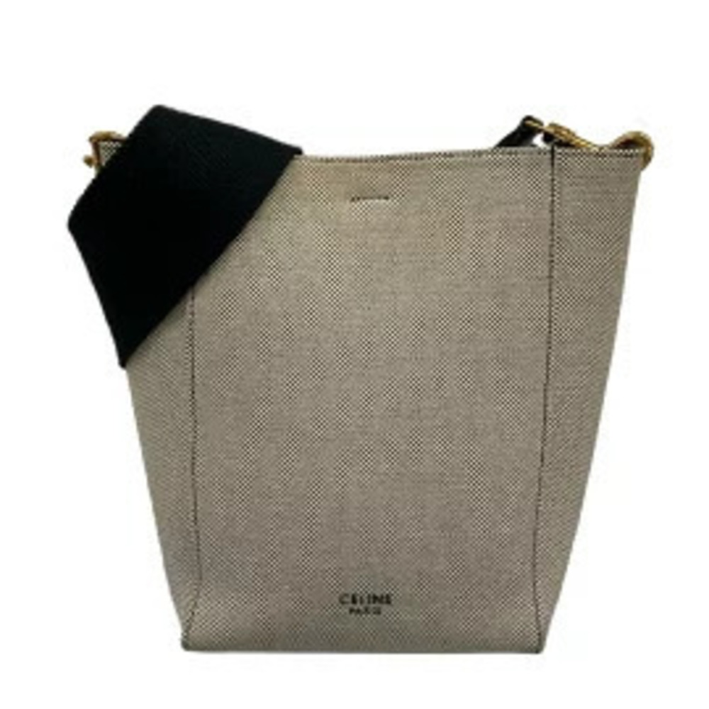 Celine Sangle Shoulder Bag Detachable Strap Beige Cream